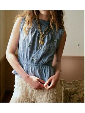 Sezane Dorrit Embroidery Blouse Size 34 NEW